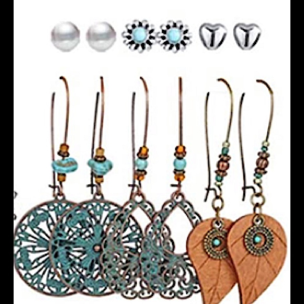 Six pairs of BoHo earrings